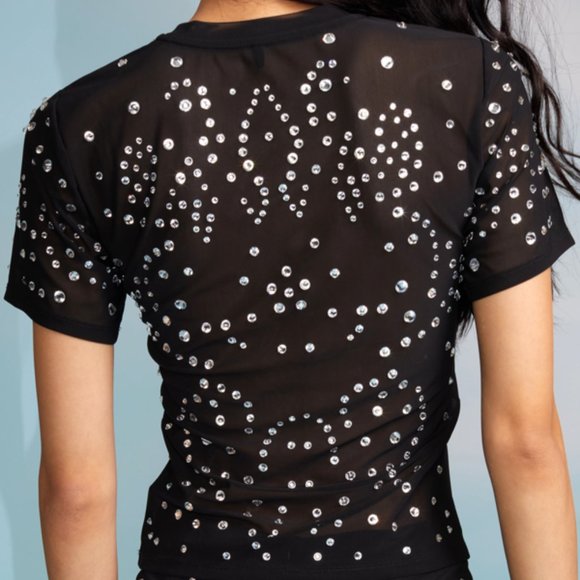 Cynthia Rowley black rhinestone  top size  XS - Picture 2 of 7